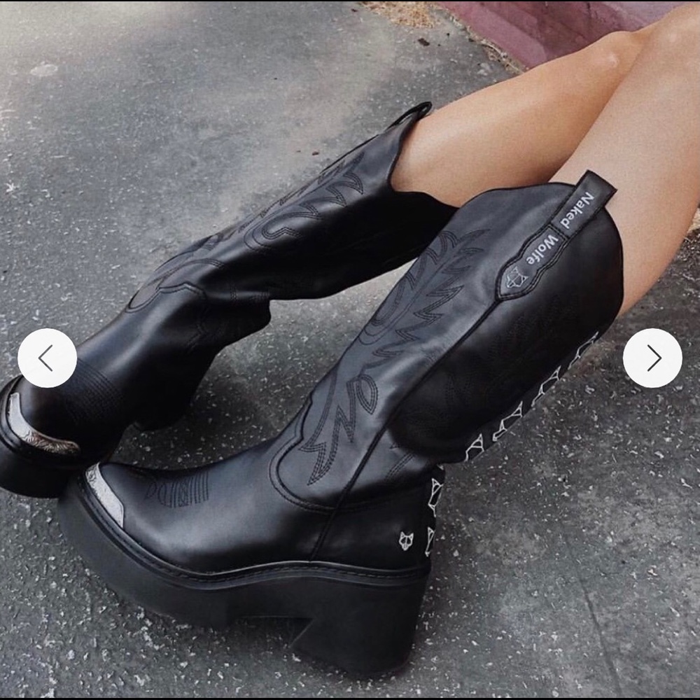 ISOO NAKED WOLFE PLATFORM COWBOY BOOTS!!